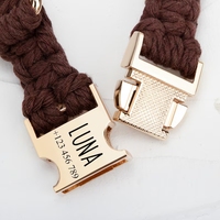 Collier pour chien personnalisé de luxe, tressé en macramé, en paracorde, fait main, en coton tissé, avec boucle gravée du nom