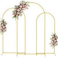 Arche Métallique Cintrée pour Décoration de Fêtes d'Anniversaire, Événements, Mariages et Ballons – Support de Toile de Fond Floral Doré (1,8 m, 2 m, 2,2 m)