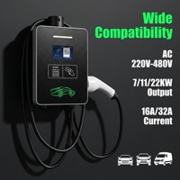 OCPP 1.6 Estación de Carga Rápida Inteligente Trifásica de 32A Compatible con DLB, Pantalla LCD RFID, Tipo 2, Nueva, 22 kW