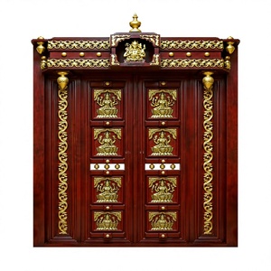 Traditional Handmade Pooja Room Double Door High Quality Hand Carved Main Gate for <b>Mandir</b> USA Luxury Temple Door Manufacturers - Product Image 6