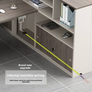 <span class=keywords><strong>Bureau</strong></span> de travail double pour deux personnes avec poste de travail et écran intégrés, design moderne, combinaison chaise et <span class=keywords><strong>bureau</strong></span> - Product Image 2