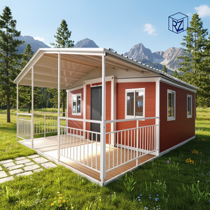 <span class=keywords><strong>Casa</strong></span> Contenedor Estilo Rústico con Terraza y Techo a Dos Aguas, Diseño Atemporal para Escapada Campestre o Estudio en el Patio Trasero - Product Image 1