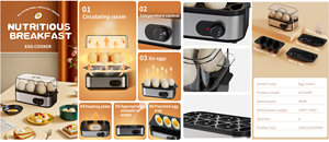 <span class=keywords><strong>Cuiseur</strong></span> à oeufs automatique haute capacité 1-6Eggs chaudière à vapeur électrique avec <span class=keywords><strong>coque</strong></span> en plastique et en acier inoxydable de qualité alimentaire pour la maison - Product Image 5