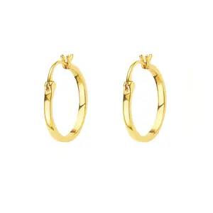 Simple jewelry earrings 20 mm thin circle brass gold plated hoop earrings