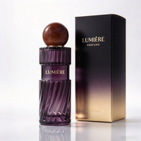 Flacon de parfum en verre vide à nervures verticales, cylindrique, texture torsadée, avec capuchon coloré, logo personnalisé, cosmétique