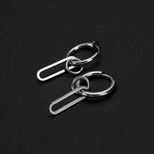 Stainless Steel Hoop <b>Earrings</b> Geometric U-Shaped Design Unisex Hip Hop Style Fashion Jewelry - Product Image 4