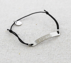 Custom Cord <strong>Bracelet</strong> I Love Mama 316l Stainless Steel Bar Heart <strong>Logo</strong> Engraved Rope <strong>Bracelet</strong> Women Jewelry Gifts for Mother's Day - Product Image 4