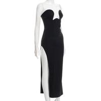 Y2K Europa und Amerika Neue Damen Tube Top Kleid Rock Slim Side Open topless Party Solid Color Sexy Kleid