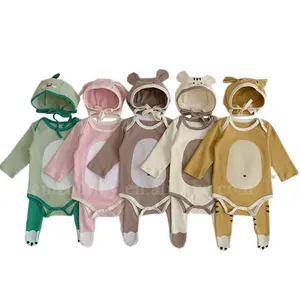 Barboteuse pour nouveau-né, ensemble de 3 pièces, barboteuse à manches longues et pantalon avec chapeau, chat, tigre, dinosaure, ours, lapin, combinaison Cosplay Animal