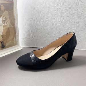 100% Lamb Leather Quilted Women Pumps Pig Insole 5.5cm <b>Chunky</b> Heel Walking Pumps Office Ladies <b>Shoes</b> Customize logo Factory - Product Image 6