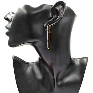 O Shape Chain <b>Threader</b> <b>Earrings</b> | 18K PVD Gold Plated Stainless Steel Long Tassel Ear Wire Hook Jewelry Findings - Product Image 3