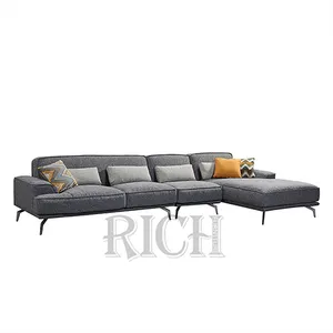 Toptan fabrika yeni l şekilli modern basit mobilya seti tasarım büyük kanepe kumaş kesit kombinasyonu kanepe oturma odası