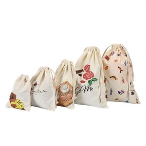 Reusable Custom Logo Portable Printed Canvas Cotton Double <b>String</b> Handbag Dust Drawstring Gift <b>Bag</b> - Product Image 3