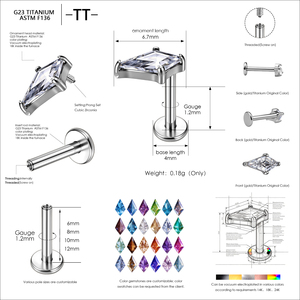 Pendiente de Titanio ASTM F136 con Circonita Cúbica 16G para Labret, <span class=keywords><strong>Tragus</strong></span>, Concha, Hélix, Cartílago, Lóbulo de la <span class=keywords><strong>Oreja</strong></span>, Joyería de Moda - Product Image 6
