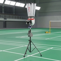 Robot de Bádminton Inteligente, Programable, Portátil, con Control Remoto, Duradero, para Entrenamiento de Habilidades con Ejercicios Cuadrados de Dos/Tres Líneas, 200 Volteretas