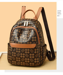 Bolsa de Designer Luxuosa Personalizável de Alta Qualidade em Estoque, Material PU, Mochila com Padrão Geométrico para Uso Diário - Product Image 2