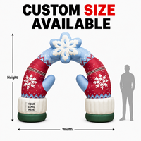 Arche gonflable sur mesure sur le thème de la neige et de l'hiver, avec gants et décorations, pour promotion de Noël, carnaval, vacances et comme arrière-plan photo pour activités sur le thème de la glace et de la neige