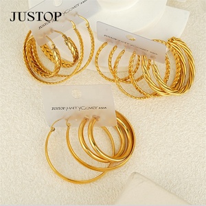 Aros de moda OEM/OEM, impermeables, de acero inoxidable, chapados en oro, hipoalergénicos, proveedor de joyería de moda, pendientes para mujer al por mayor - Product Image 1
