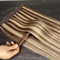 Extensiones de Cabello Calyia con Hilo Invisible, Extensiones de Cabello Natural Humano en Paquetes de 24 Pulgadas y 80g, Lisas, con Clip