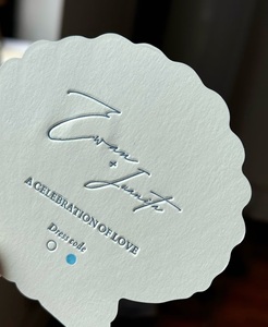 Invito Matrimoniale di Lusso in Carta di Cotone Testurizzata Bianca e Blu, Stile Nautico, con Goccia d'Acqua in Rilievo, Fustellato, Stampa Personalizzata - Product Image 4