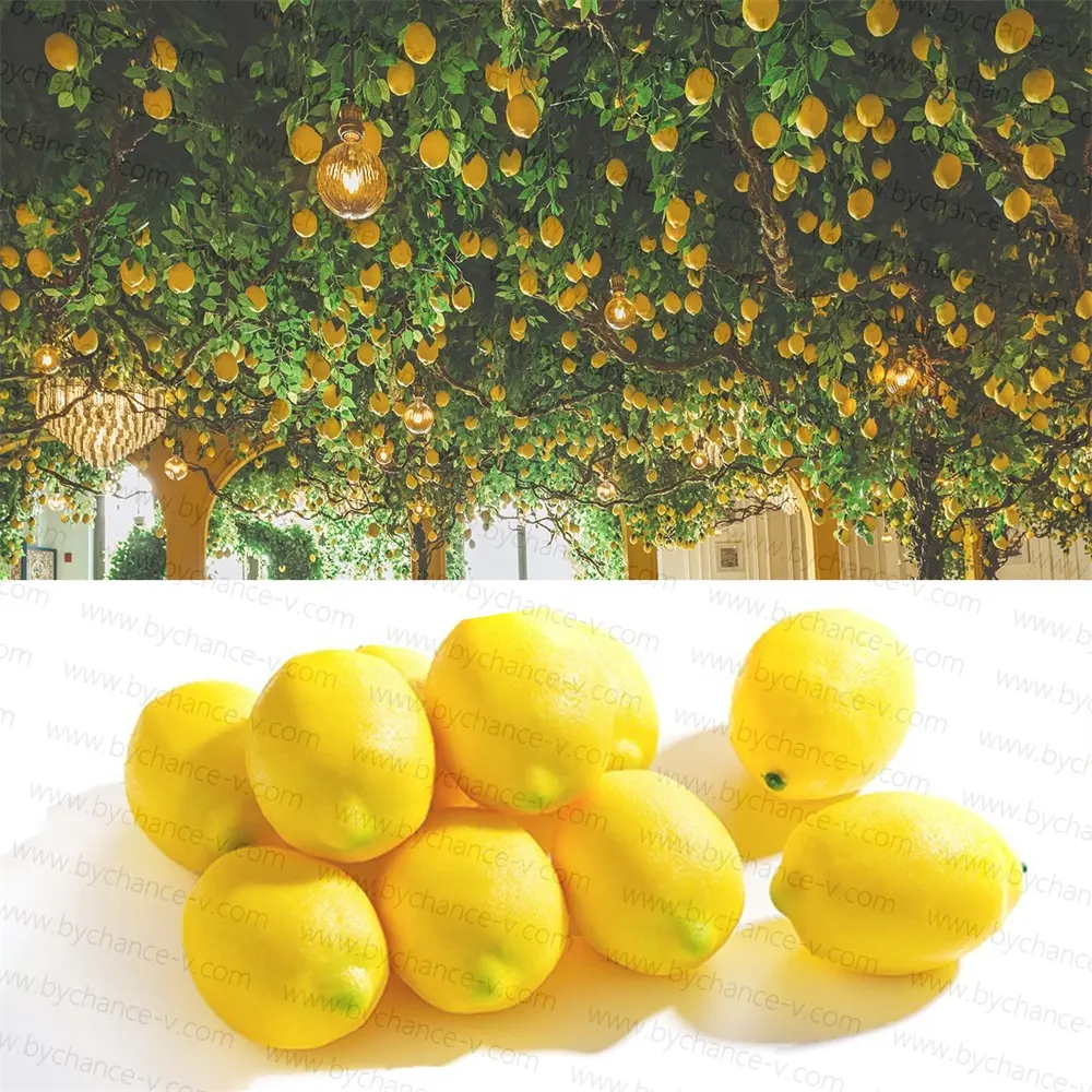 Самые популярные украшения для фруктов, Искусственные Поддельные лимоны, реалистичные искусственные фрукты для сезона, зеленые украшения для вечеринок, Центральные элементы