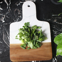 Planche à découper en bois d'acacia personnalisée pour la cuisine, pour servir des steaks, des fruits, du fromage, plateaux de service, planche à découper en bois marbré avec poignée