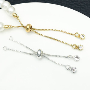 <b>Copper</b> Plated Gold White Gold Thick Silver Chain Zircon Pull Out <b>Bracelet</b> Necklace Pendant DIY Jewelry Accessories - Product Image 4