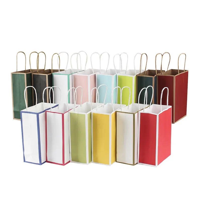 Sacolas de papel kraft personalizadas sacola de compras dobrável cor bolsa de compras sacola de ideias com alça