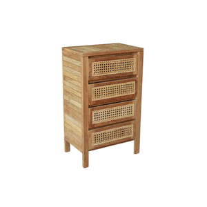 Armoire en teck et rotin avec quatre tiroirs spacieux, alliant élégance naturelle et design robuste pour un rangement élégant - Product Image 1