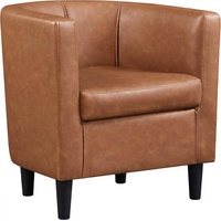Fauteuil d'appoint Yaheetech style Mid-Century Modern en cuir PU, confortable, avec dossier solide et rembourré, pour salon