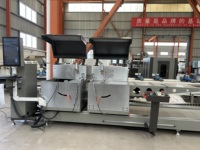 Sierra ingletadora CNC de doble cabezal extralarga de alta precisión para corte de perfiles de aluminio y fabricación de ventanas