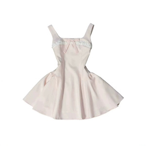 Rich Heiress Sleeveless Vest Dress Women Summer Bow Knotted Princess Slim Fit Puffy Skirt Party Casual Dress - Product Image 5