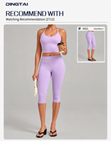 Haut de yoga Dingtai Halter à décolleté plongeant et dos ouvert pour femme, sans manches, avec coussinets amovibles, couleur unie, anti-humidité, vêtement de sport