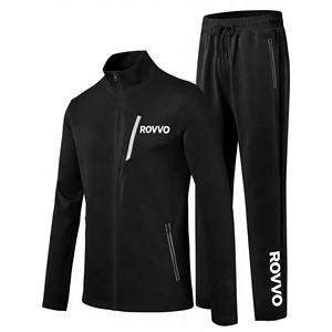 Hochwertiger Fußball-Trainingsanzug mit durchgehendem Reißverschluss, individueller Logoaufdruck, Langarm-Oberteil und Hose, Fußball-Trainingsset - Product Image 1