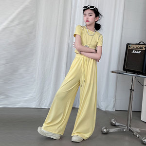 <span class=keywords><strong>Abbigliamento</strong></span> Casual estivo per ragazze pantaloni larghi a vita alta e pantaloni lunghi fino al pavimento per t-shirt Slim <span class=keywords><strong>abbigliamento</strong></span> per ragazzi per 8-14 anni - Product Image 3