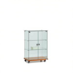 Vitrine moderne en verre 60x40x90cm avec porte verrouillable et base à roulettes pour rangement dans le salon - Product Image 2