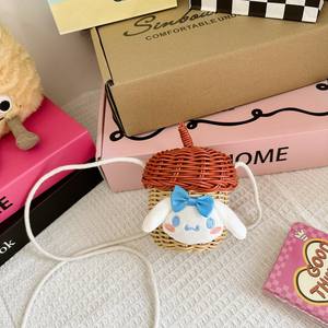 In estate nuova Mini borsa a tracolla per bambini con tessuto di nocciola in paglia - Product Image 6