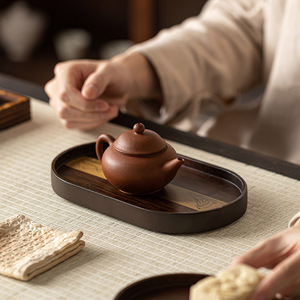 Bandeja de Té de Madera Maciza Qingshan Hutong, Forma Ovalada, Estilo Zen, Mesa de Té Kung Fu, para Té de la Tarde, Calidad de Primera Clase - Product Image 4