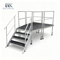 Système d'équipement de scène en aluminium, scène mobile, plateforme de scène portable avec escaliers et garde-corps pour l'extérieur et l'intérieur