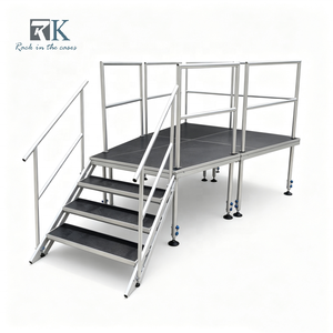 Système d'équipement de scène en aluminium, scène mobile, plateforme de scène portable avec escaliers et garde-corps pour l'extérieur et l'intérieur - Product Image 1