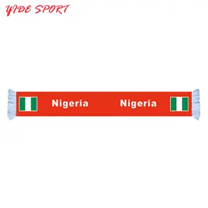 Hot Selling Satin Soft Silk America Ball Soccer Fan Scarf NIGERIA National Logo Scarf