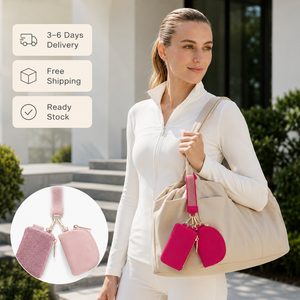USA Warehouse Outdoor Carry <b>Pouch</b> Bag Keychain Bag Dual <b>Pouch</b> Wristlet Dual Bag Coin Bag Pink Leather Dual Storage Bag - Product Image 5