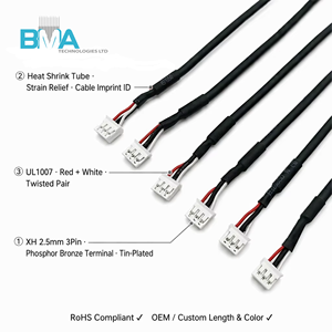PH 2.0mm 3Pin Shielded Wire Harness UL2547 26AWG Female to Female 155mm Jumper Dengan Pelindung Spiral untuk Anti-Interferensi Sinyal - Product Image 4