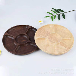 Solid Wood Dried Fruit Plate Round <b>Storage</b> <b>Tray</b> For Snacks Living Room Coffee Table Creative Nut Serving Dish - Product Image 3