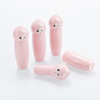 Baume à lèvres en plastique en forme de poupée pêche mignonne, tubes vides pour soins des lèvres en forme de dessin animé pour enfants et adolescents, sérigraphie