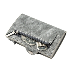 Custom Super Thin Pop up PU Jean Leather Metal <b>Wallet</b> RFID Blocking Automatic Aluminium Credit Card <b>Holder</b> <b>Wallet</b> - Product Image 3