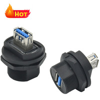 Conectores macho y hembra USB3.0 Conector de cable impermeable IP67 con tapa para transmisión de datos