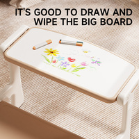 Ensemble table et chaise d'étude réglables et stables pour enfants avec tableau à dessin, petit bureau de lecture en plastique et siège multifonctionnel