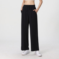 Pantalon de sport décontracté pour femme, coupe ample, avec poches, respirant, imperméable, pour yoga et fitness, à taille haute, séchage rapide, avec cordon de serrage