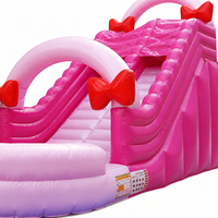 Vente en gros de château gonflable en PVC durable en forme de papillon rose, trampoline d'escalade, toboggan aquatique pour enfants, utilisation en extérieur dans le jardin